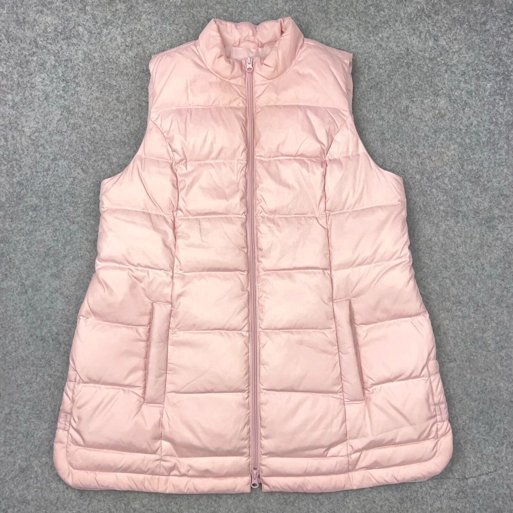J Jill Down Puffer Vest Womens Medium Pink Sleeveless Full Zip Nylon Outdoors